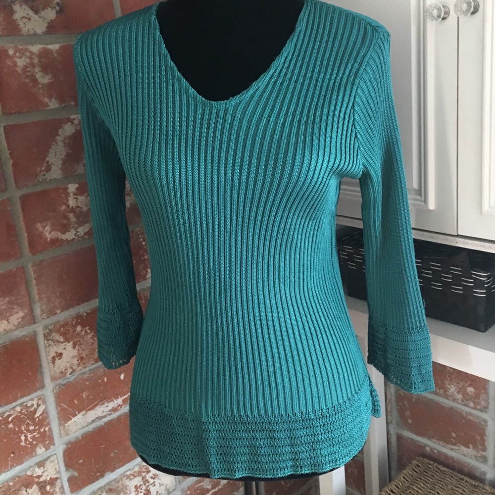 Sarah Arizona Petite - Dressy Teal Green Sweater